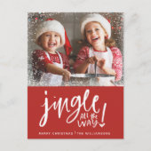 Jingle helemaal onderweg | Moderne kerstkaart Briefkaart (Voorkant)