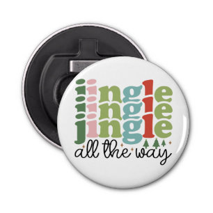 Jingle helemaal Retro Groovy Kerst Feestdagen Button Flesopener