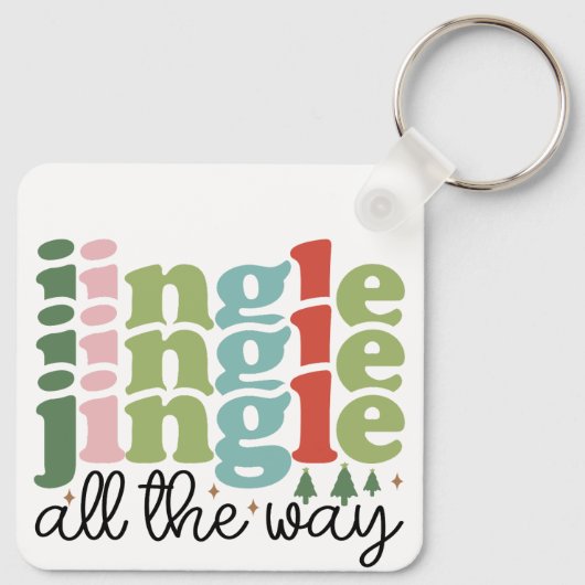 Jingle helemaal Retro Groovy Kerst Feestdagen Sleutelhanger (Achterkant)