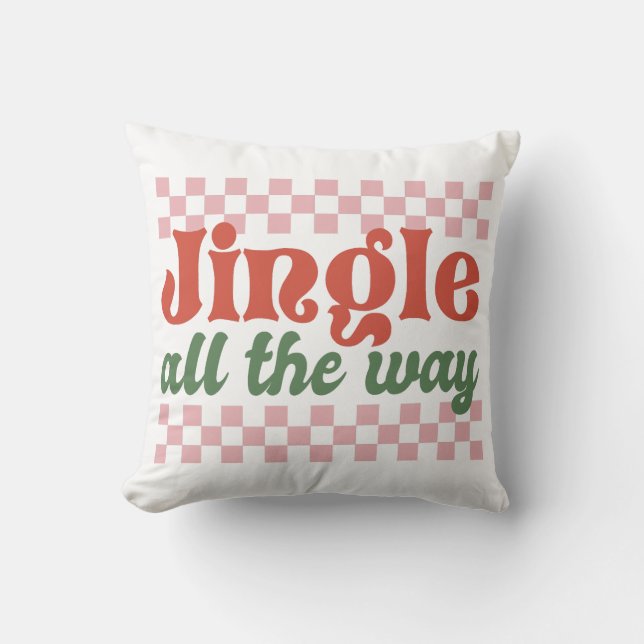Jingle helemaal Retro Groovy Kerstmis Kussen (Voorkant)