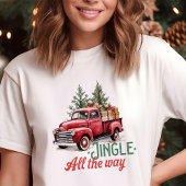 Jingle helemaal rode truck kerst Tri-Blend shirt