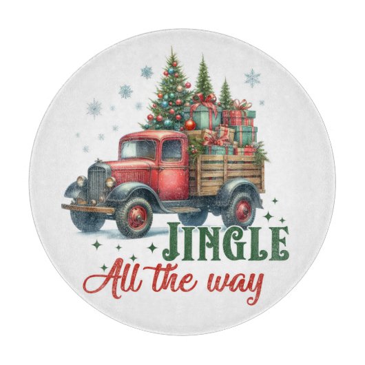 Jingle helemaal  truck, kerstbomen snijplank (Voorkant)