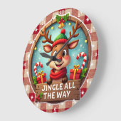 Jingle helemaal vrolijk rendier kerst grote klok (Hoek)