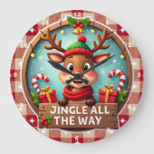 Jingle helemaal vrolijk rendier kerst grote klok (Voorkant)