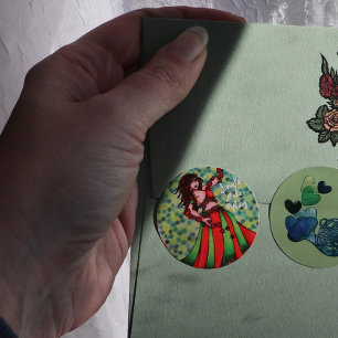 Jingle helemaal Way Belly Dancer Kaarten Ronde Sticker