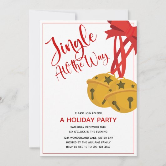 Jingle helemaal weg Bells Holiday Party Uitnodigin Kaart (Voorkant)