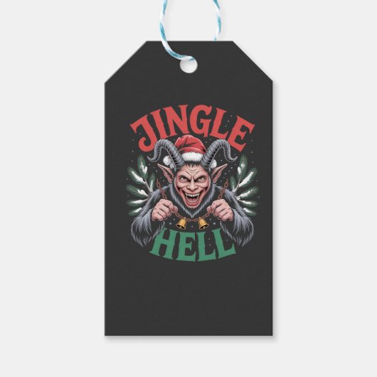 Jingle Hell Christmas Krampus Evil Xmas Cadeaulabel (Voorkant)