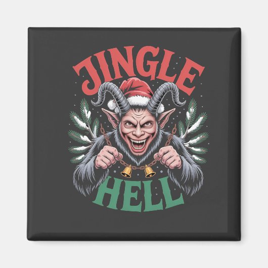Jingle Hell Christmas Krampus Evil Xmas Magneet (Voorkant)