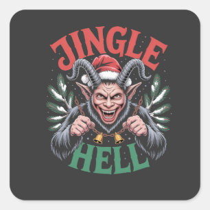 Jingle Hell Christmas Krampus Evil Xmas Vierkante Sticker