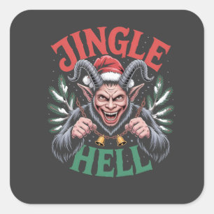 Jingle Hell Christmas Krampus Evil Xmas Vierkante Sticker