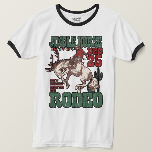 🎄 Jingle Horse Rodeo T-Shirt – Westerse Kerst  (Design voorkant)