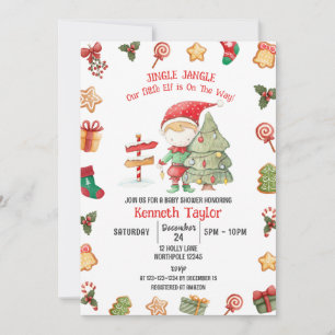 Jingle Jangle Kleine Elf, Kerst Baby shower Kaart