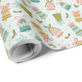 Jingle Jangle Retro Kerst Gift Wrap Cadeaupapier (Rol Hoek)