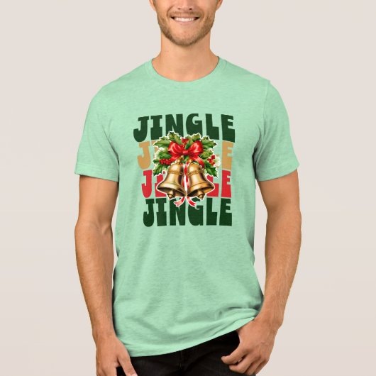 Jingle Jingle  Gold Bells & Holly T-Shirt (Voorkant)