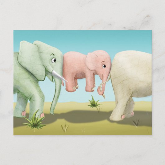 Jingle Jingle Little Gnome Elephants Briefkaart (Voorkant)