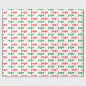 Jingle Jingle Red Green White Kerstmis Cadeaupapier (Vlak)