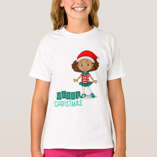 Jingle Joy: Girls' Christmas T-Shirt Ensemble (Voorkant)