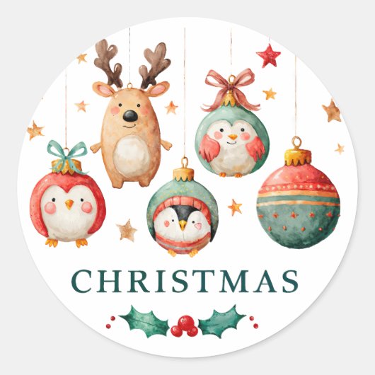 Jingle Joy Ornament Parade Ronde Sticker (Voorkant)