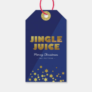 Jingle Juice   Fun Christmas Blue & Gold Cadeaulabel