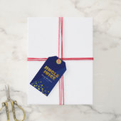 Jingle Juice | Fun Christmas Blue & Gold Cadeaulabel (Met Touw)