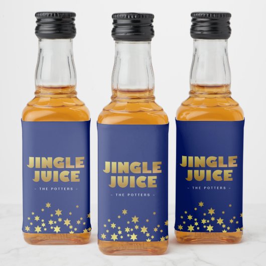 Jingle Juice | Fun Christmas Blue & Gold Likeurfles Etiket (Flessen)