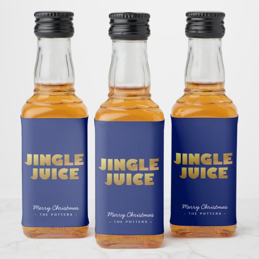 Jingle Juice | Fun Christmas Blue & Gold Likeurfles Etiket (Flessen)