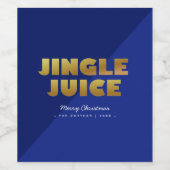 Jingle Juice | Fun Christmas Blue & Gold Wijn Etiket (Enkel label)
