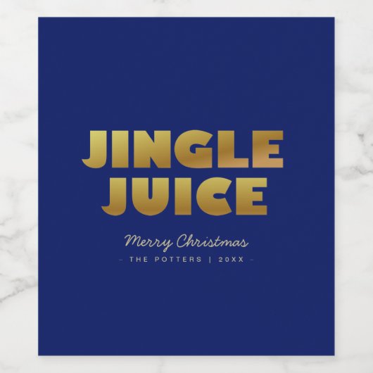 Jingle Juice | Fun Christmas Blue & Gold Wijn Etiket (Enkel label)