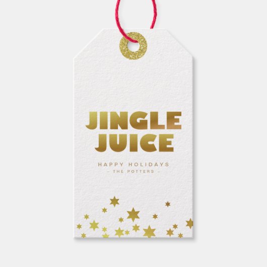 Jingle Juice | Fun Christmas White & Gold Mini Cadeaulabel (Voorkant)