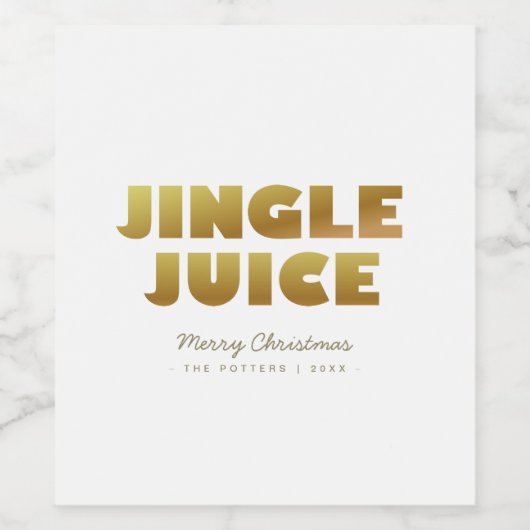 Jingle Juice | Fun Christmas Wit & Goud Wijn Etiket (Enkel label)
