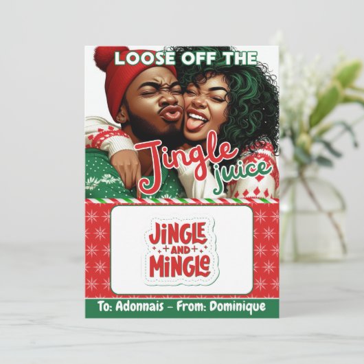 Jingle Juice Funny Christmas Gift Kaart Houder (Staand voorkant)