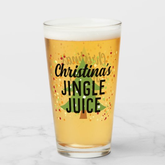 Jingle Juice Funny Persoonlijke kerstbier Glas (Voorkant gevuld)