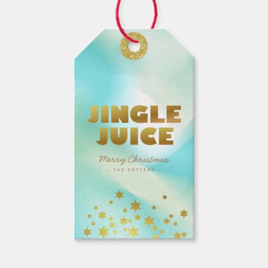 Jingle Juice | Pastel Groen Gradiënt & Goud Cadeaulabel (Voorkant)