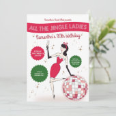 Jingle Ladies Night Out Disco Ball Retro Vakantie Kaart (Staand voorkant)