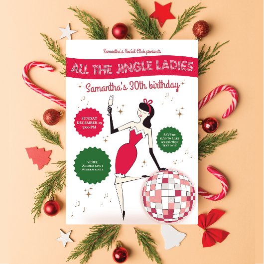 Jingle Ladies Night Out Disco Ball Retro Vakantie Kaart