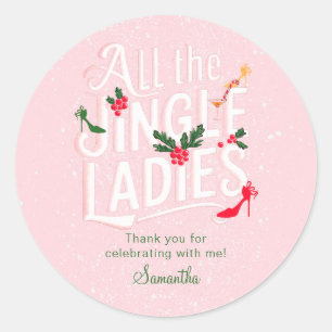 Jingle Ladies Night Out Moderne Roze Pastel Vakant Ronde Sticker