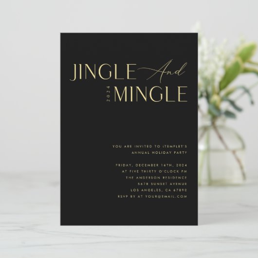 Jingle & Mingle Bedrijf Kerstfeest Kaart (Staand voorkant)