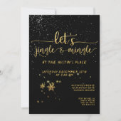 Jingle Mingle Black Gold Calligraphy Holiday Party Kaart (Voorkant)