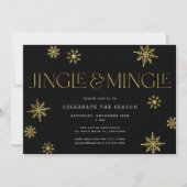 Jingle & Mingle Black Gold Snowflake Vakantie Fees Kaart (Voorkant)