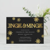 Jingle & Mingle Black Gold Snowflake Vakantie Fees Kaart (Staand voorkant)