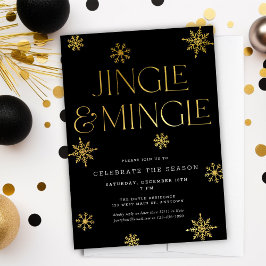 Jingle & Mingle Black Gold Snowflakes Vakantie Kaart