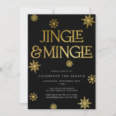 Jingle & Mingle Black Gold Snowflakes Vakantie Kaart (Voorkant)