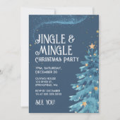 Jingle & Mingle Blauw Goud Kerstfeest Kaart (Voorkant)