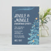 Jingle & Mingle Blauw Goud Kerstfeest Kaart (Staand voorkant)