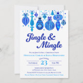 Jingle & Mingle Blue Christmas Baubles Waterverf Kaart (Voorkant)