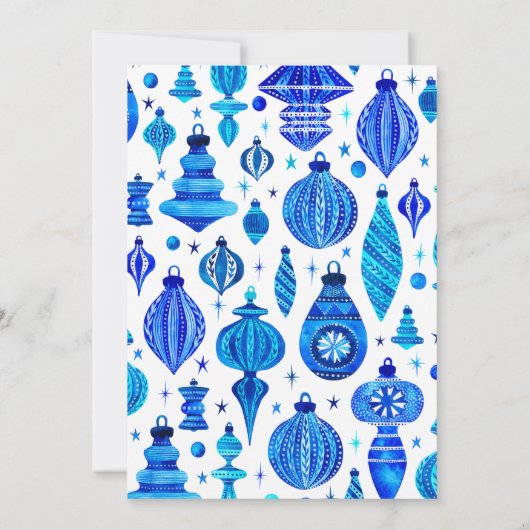 Jingle & Mingle Blue Christmas Baubles Waterverf Kaart (Achterkant)