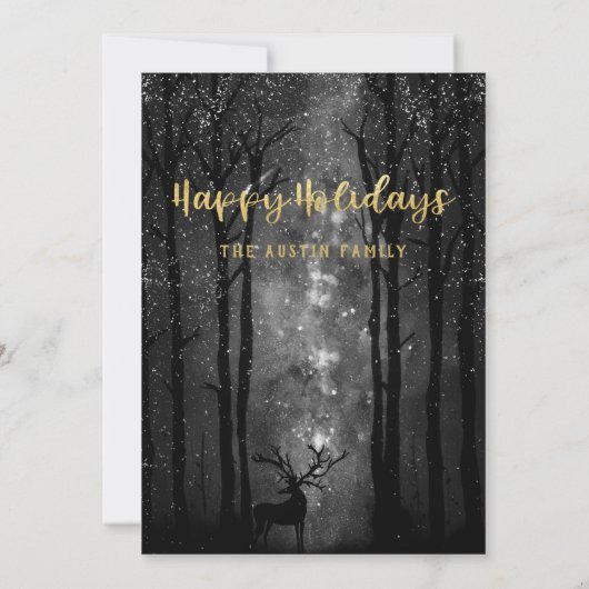 Jingle & Mingle Celestial Woodland Holiday Party Kaart (Achterkant)