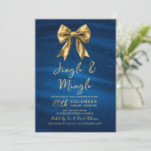 Jingle Mingle Christmas Gold Bow Silver Blue  Kaart (Staand voorkant)