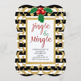 Jingle & Mingle Christmas Party Glitter Uitnodigin Kaart