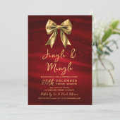 Jingle Mingle Christmas Party Gold Bow Silver Red Kaart (Staand voorkant)